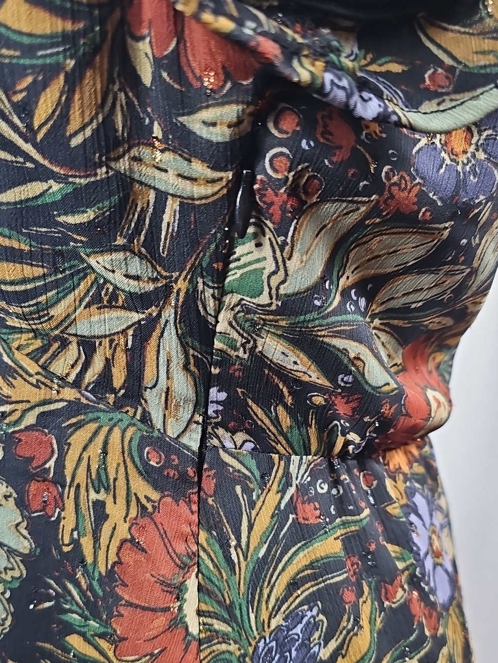 12th Tribe Floral Maxi Dress M Open Back Tiered Boho Garden Wedding Botanical - Picture 7 of 16